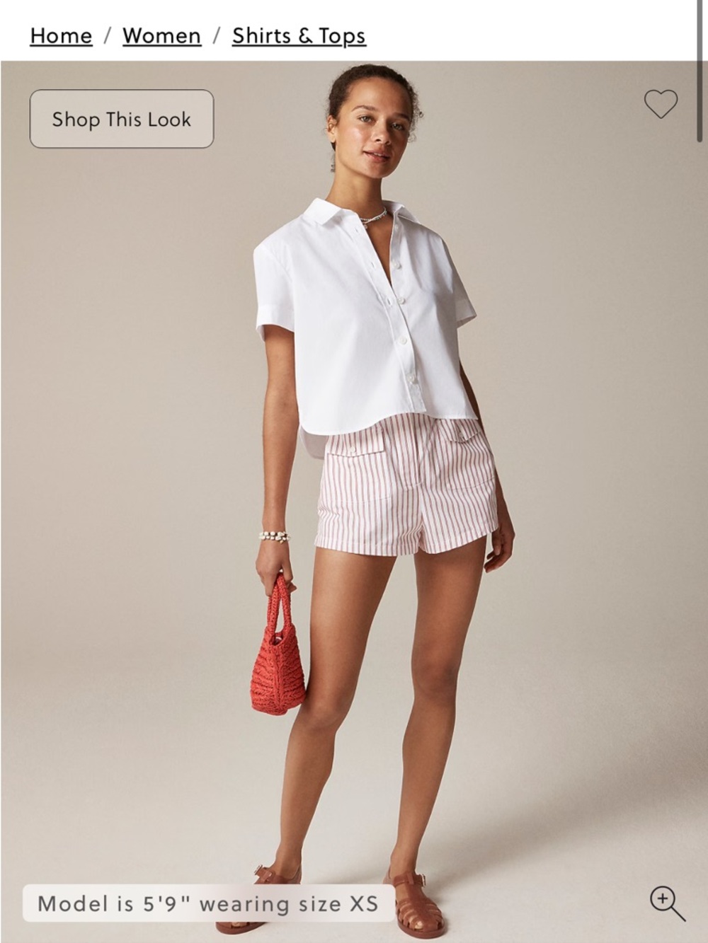 J. Crew White Cropped Gamine Top